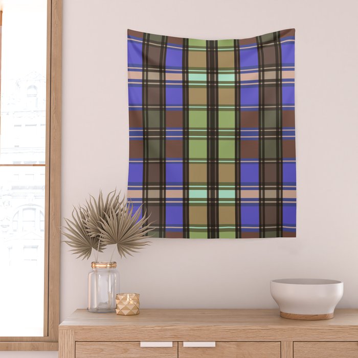 Fusion Colorful Toned Grids Wall Tapestry Gallery Image 2