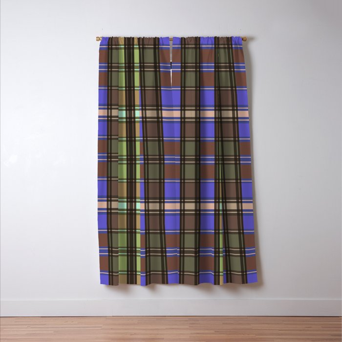 Fusion Colorful Toned Grids Window Curtain Gallery Image 3