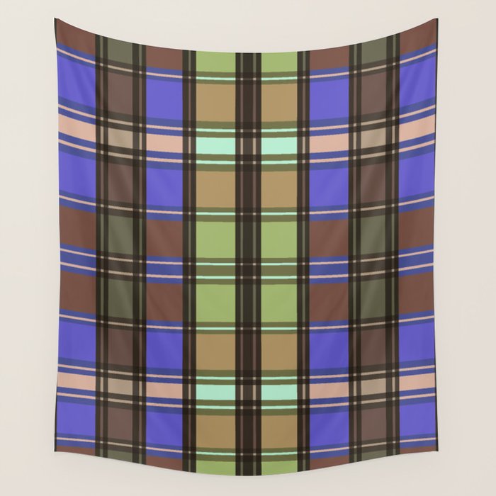 Fusion Colorful Toned Grids Wall Tapestry Gallery Image 4