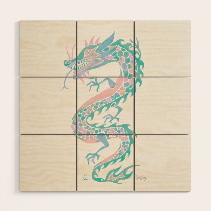 Chinese Dragon â 90s Pastel Palette Wood Wall Art Gallery Image 1