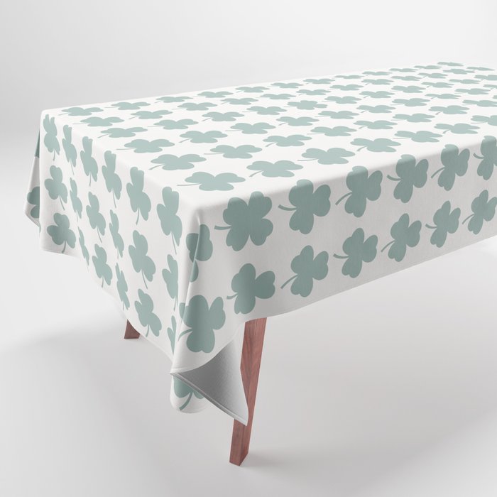 Clovers XXIX Teal Green Botanical Pattern Tablecloth Gallery Image 1