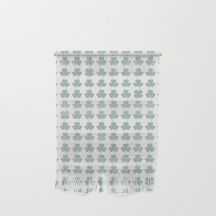 Clovers XXIX Teal Green Botanical Pattern Wall Hanging Gallery Image 1