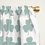 Clovers XXIX Teal Green Botanical Pattern Window Curtain Gallery Image 2
