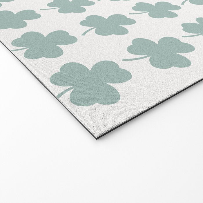 Clovers XXIX Teal Green Botanical Pattern Welcome Mat Gallery Image 2