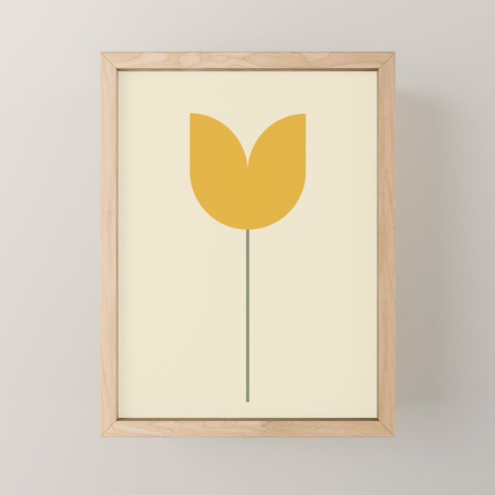 Vintage Tulip Minimalism - Yellow Mini Art Print Gallery Image 1