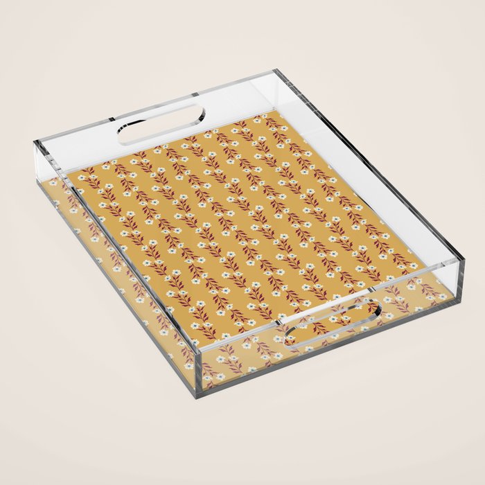 Wild Flowers Vintage Botanical Floral Pattern Acrylic Tray Gallery Image 1
