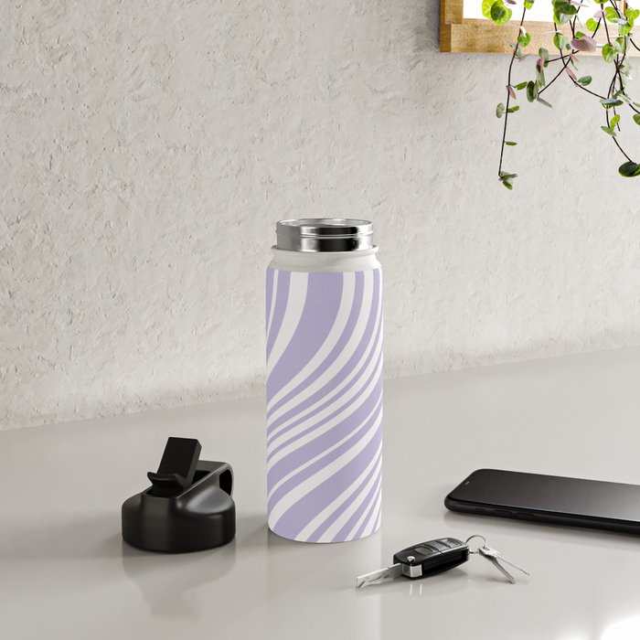 Wavy Stripes XXVIII - Lilac Purple Water Bottle Gallery Image 4