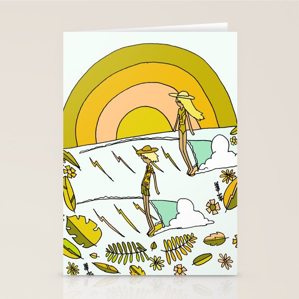 summer vibes forever // retro surf art by surfy birdy Stationery Card Gallery Image 2