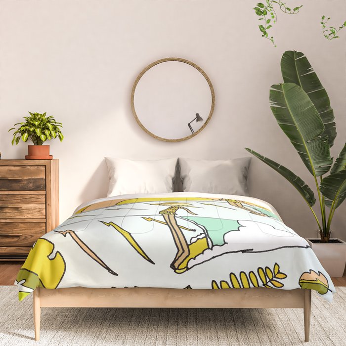 summer vibes forever // retro surf art by surfy birdy Comforter Gallery Image 3