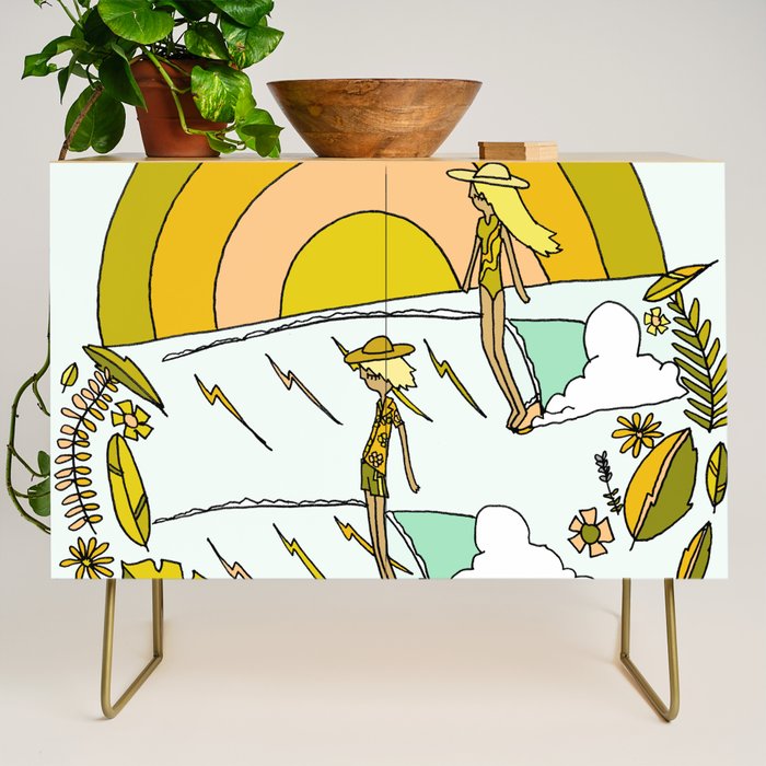 summer vibes forever // retro surf art by surfy birdy Credenza Gallery Image 1