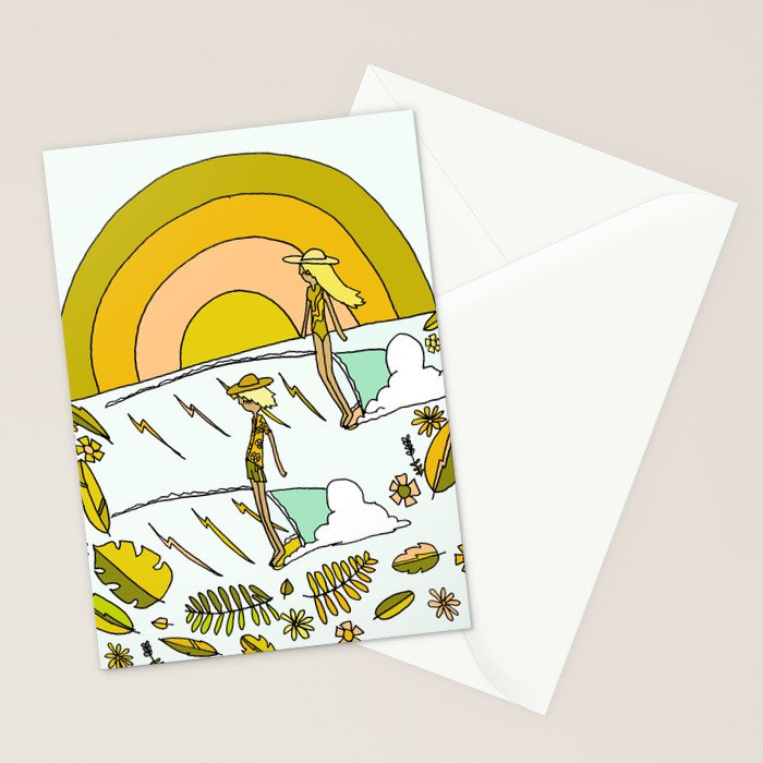 summer vibes forever // retro surf art by surfy birdy Stationery Card Gallery Image 2