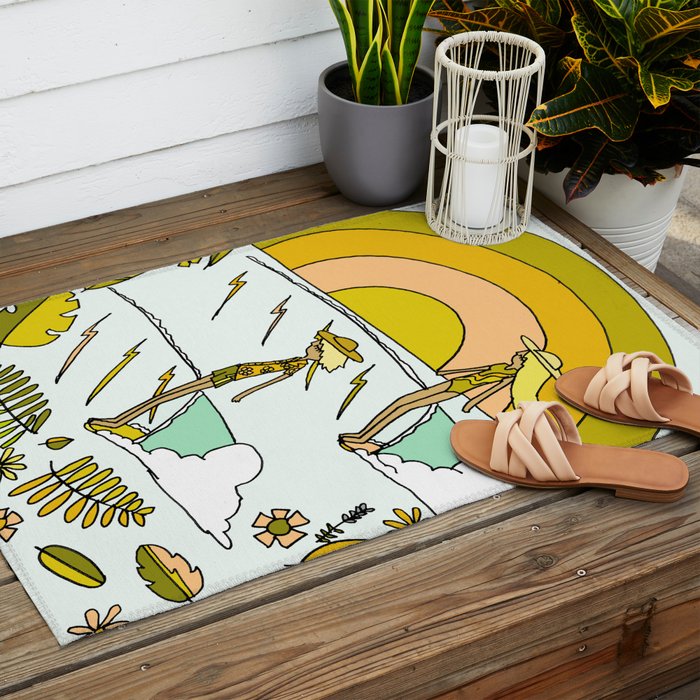 summer vibes forever // retro surf art by surfy birdy Outdoor Rug Gallery Image 2