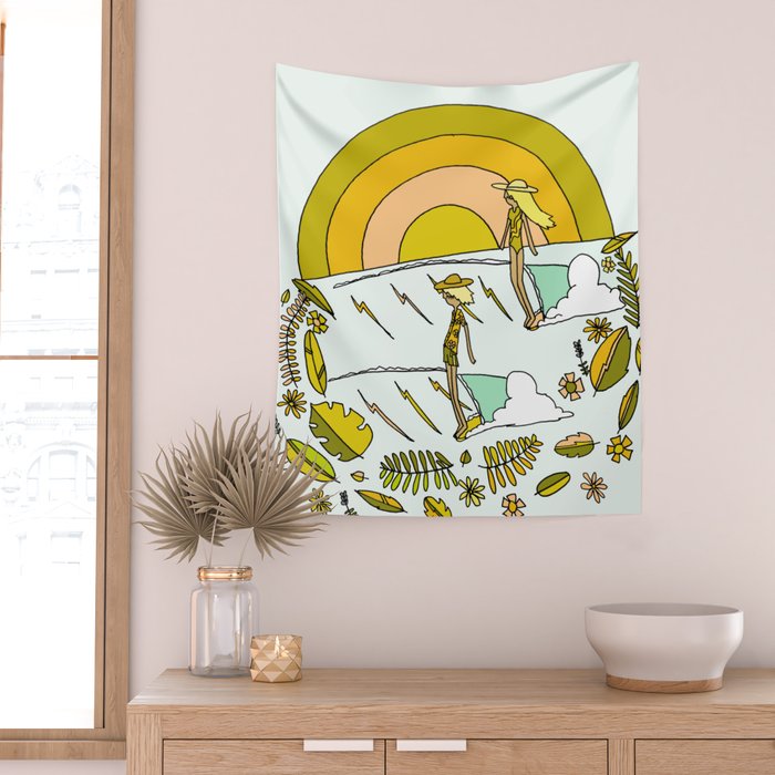 summer vibes forever // retro surf art by surfy birdy Wall Tapestry Gallery Image 2
