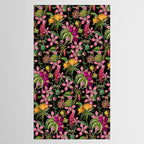 Tropical Bloom Serenade Exotic Floral Pattern Vintage Botanical Vibes Black Tablecloth Gallery Image 2
