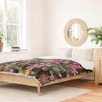 Tropical Bloom Serenade Exotic Floral Pattern Vintage Botanical Vibes Black Duvet Cover Gallery Image 2