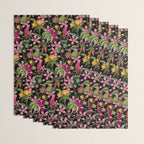 Tropical Bloom Serenade Exotic Floral Pattern Vintage Botanical Vibes Black Wrapping Paper Gallery Image 3