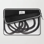 Black And White Minimalist Mid Century Abstract Ink Art Circle Swirls Black Circles Minimal Laptop Sleeve Gallery Image 2