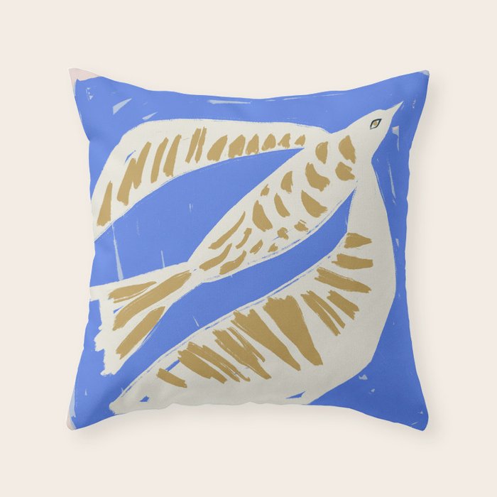 Summer Block Bird Throw Pillow Gallery Image 6
