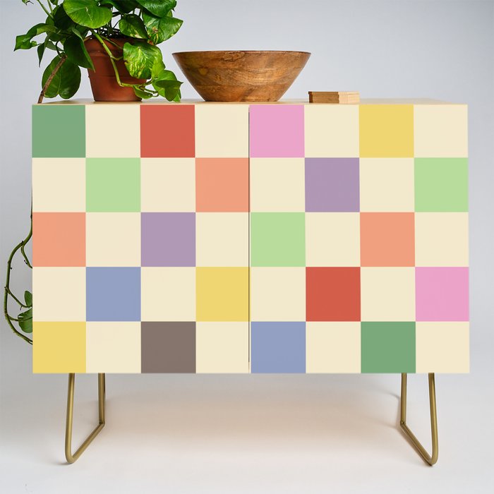 Colorful Checkered Pattern Credenza Gallery Image 1