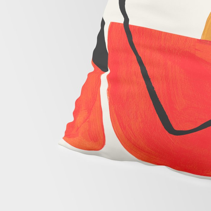 Mid Century Modern Abstract Colorful Art Yellow Ball Orange Shapes Orbit Black Pattern Pillow Sham Gallery Image 4