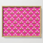 Retro Pink Floral Bunches Pattern - Pink Serving Tray Gallery Image 1