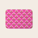 Retro Pink Floral Bunches Pattern - Pink Bath Mat Gallery Image 1