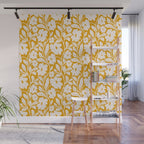 Tropical Vines Pattern - Gold Yellow Wall Mural Gallery Image 1