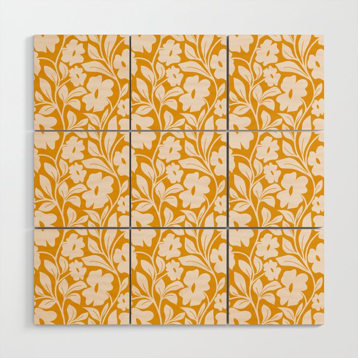 Tropical Vines Pattern - Gold Yellow Wood Wall Art Gallery Image 1