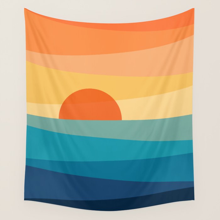 Abstract geometric sunrise Wall Tapestry Gallery Image 4