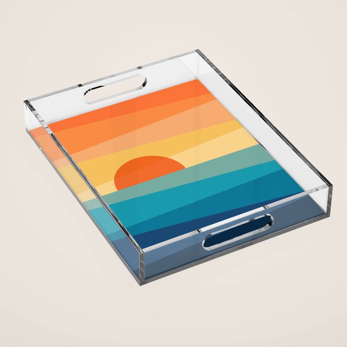 Abstract geometric sunrise Acrylic Tray Gallery Image 1