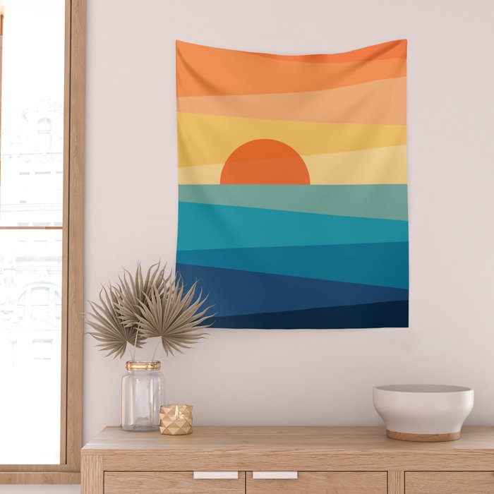 Abstract geometric sunrise Wall Tapestry Gallery Image 2