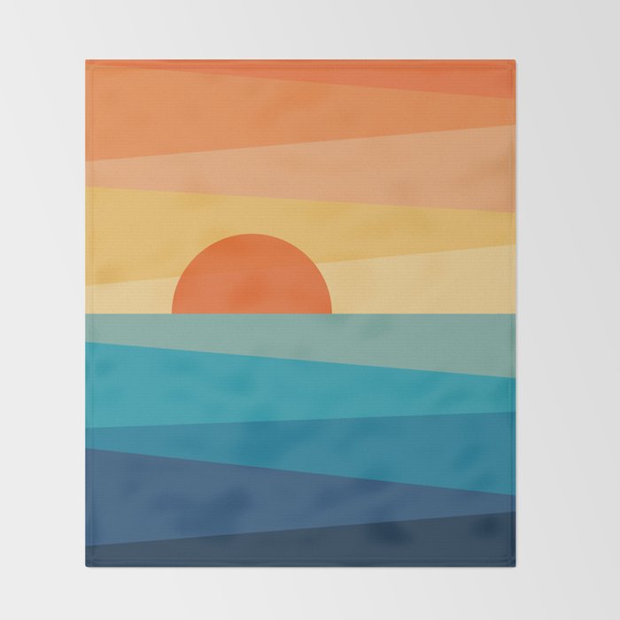 Abstract geometric sunrise Throw Blanket Gallery Image 2