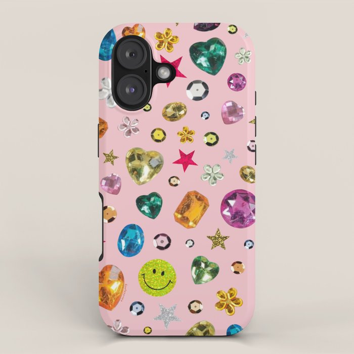 Gem Print in Pink iPhone Case Gallery Image 1