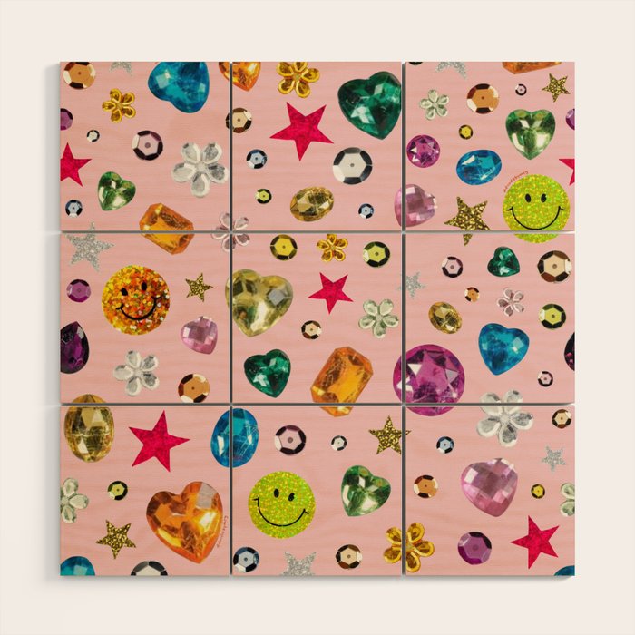 Gem Print in Pink Wood Wall Art Gallery Image 1