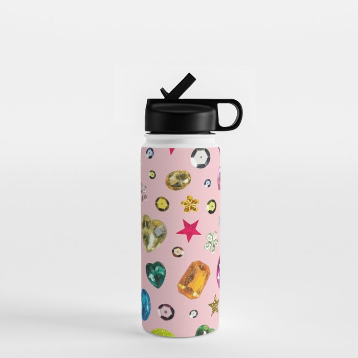 Gem Print in Pink Water Bottle Gallery Image 1