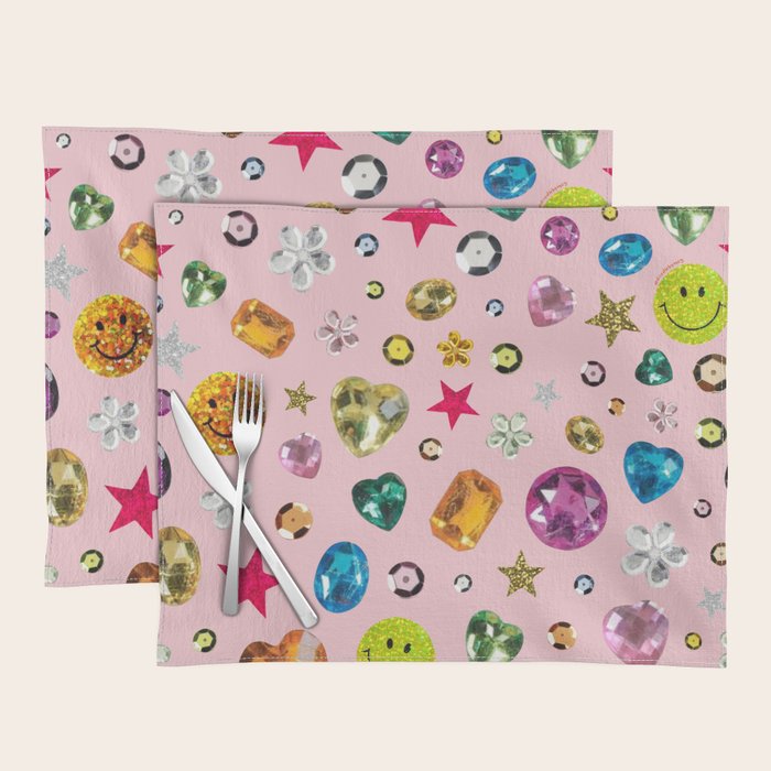 Gem Print in Pink Placemat Gallery Image 1
