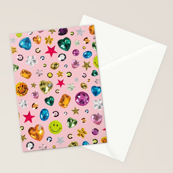 Gem Print in Pink Stationery Card Gallery Image 2