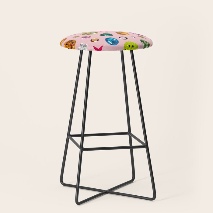 Gem Print in Pink Stool Gallery Image 1
