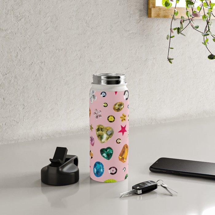 Gem Print in Pink Water Bottle Gallery Image 4