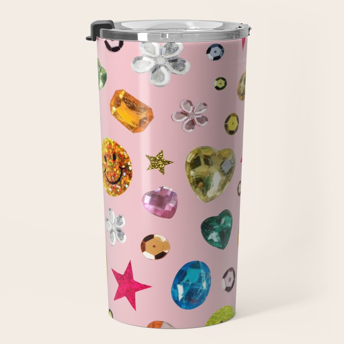 Gem Print in Pink Travel Mug Gallery Image 3