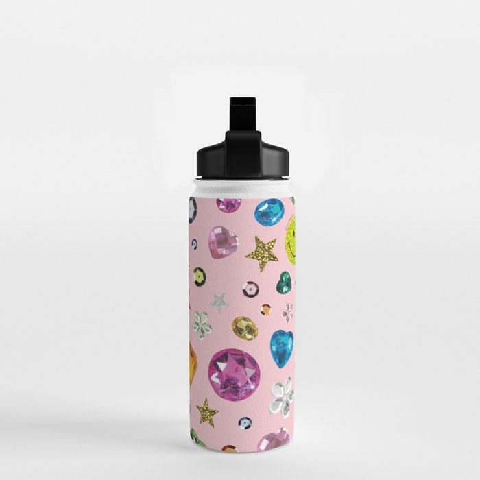 Gem Print in Pink Water Bottle Gallery Image 2