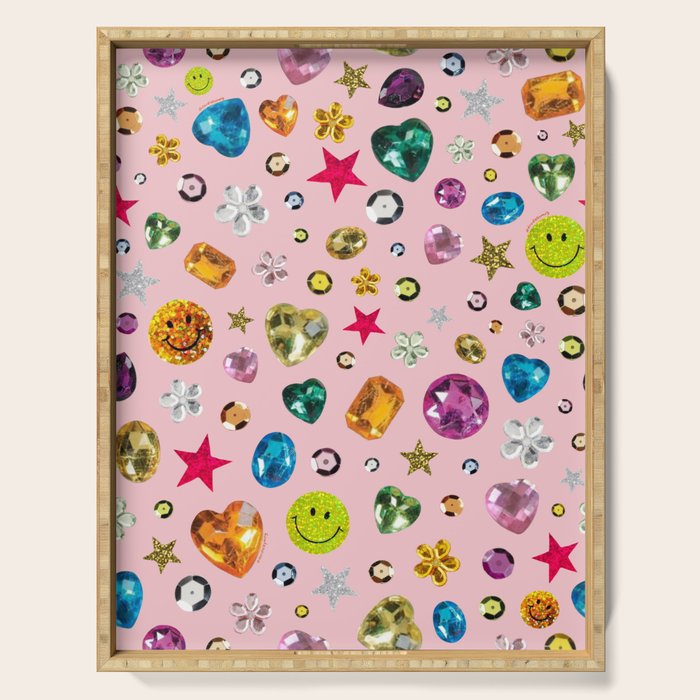 Gem Print in Pink Serving Tray Gallery Image 1
