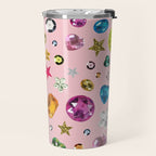 Gem Print in Pink Travel Mug Gallery Image 2