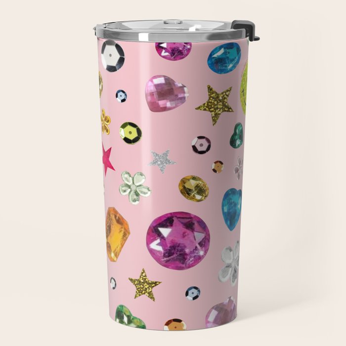 Gem Print in Pink Travel Mug Gallery Image 2