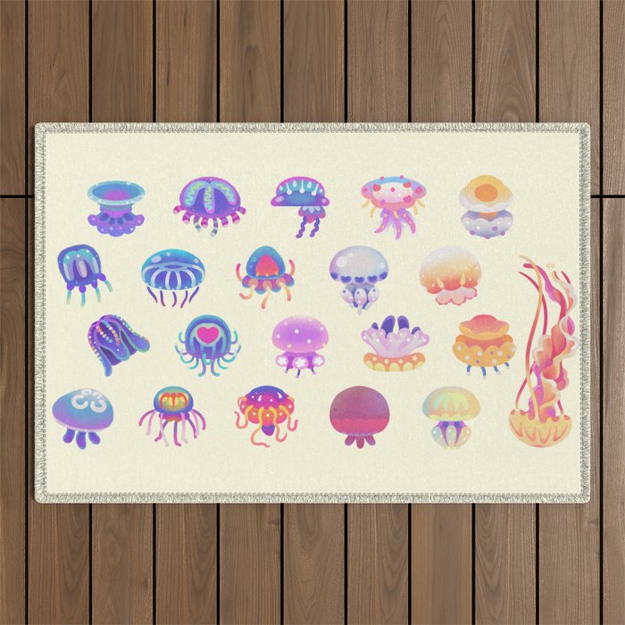 Jellyfish Day - pastel Outdoor Rug Gallery Image 1