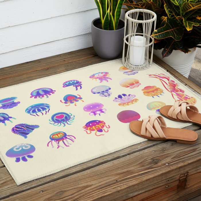 Jellyfish Day - pastel Outdoor Rug Gallery Image 2