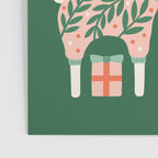 Festive Folk Art Forest Animals - Green and Red Poster Gallery Image 3