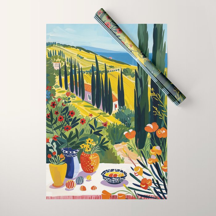 Matisse Painting Mediterranean House with Vibrant Colors and Serene Landscape Wrapping Paper Gallery Image 1