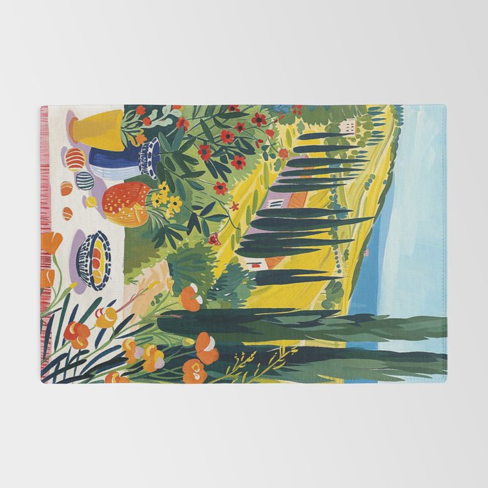 Matisse Painting Mediterranean House with Vibrant Colors and Serene Landscape Rug Gallery Image 2