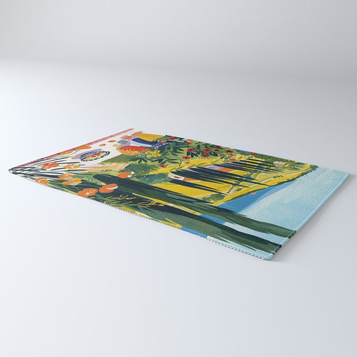 Matisse Painting Mediterranean House with Vibrant Colors and Serene Landscape Rug Gallery Image 3